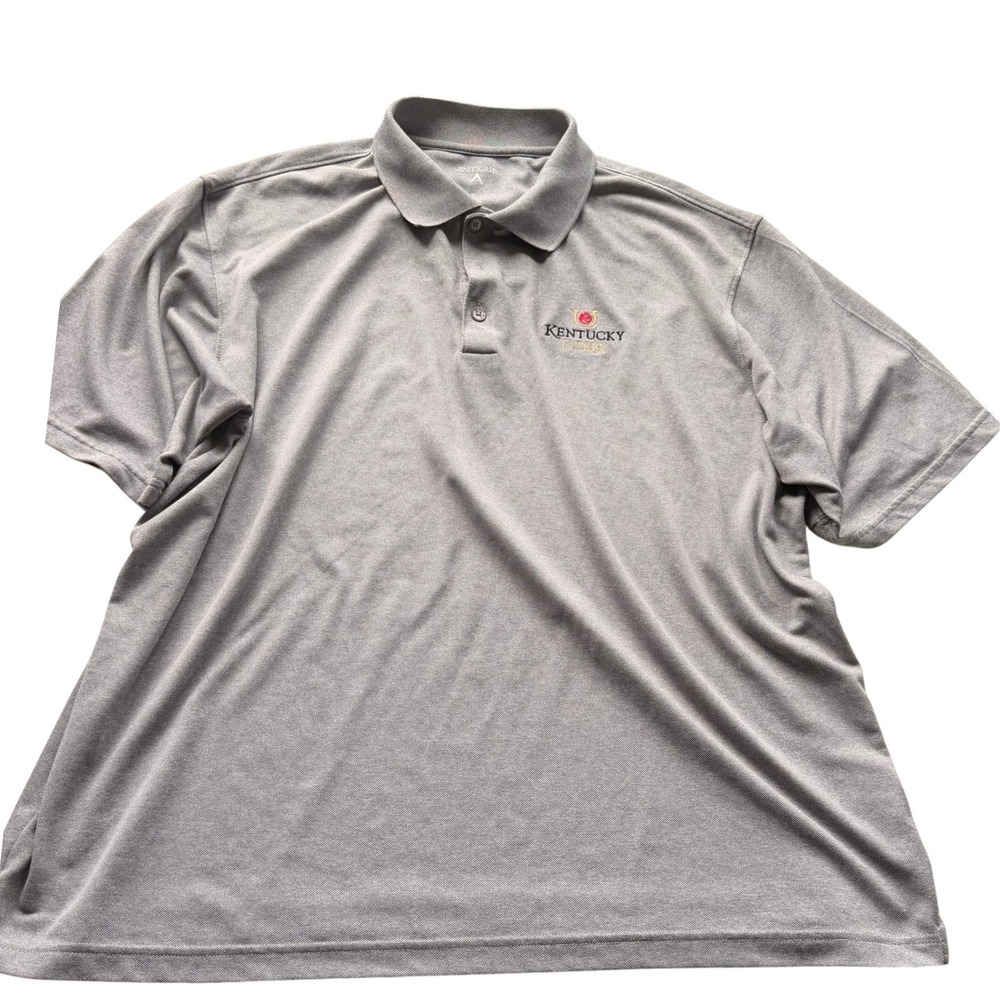 Antigua Mens Kentucky Derby Polo XL Gray Performance Pique Golf DadCore‎